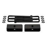 2019-2023 Chevrolet Silverado 1500 Rear Suspension Lift Blocks with Premium Forged Flat Top U-Bolts 2WD 4WD