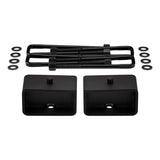 2019-2023 Chevrolet Silverado 1500 Rear Suspension Lift Blocks with Premium Forged Flat Top U-Bolts 2WD 4WD